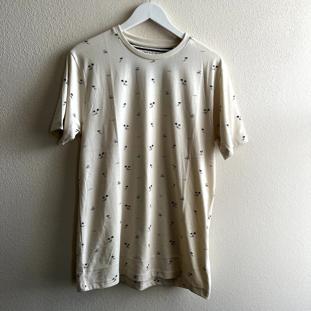 Denim & Flower Palm Tree Pattern T-shirt Medium